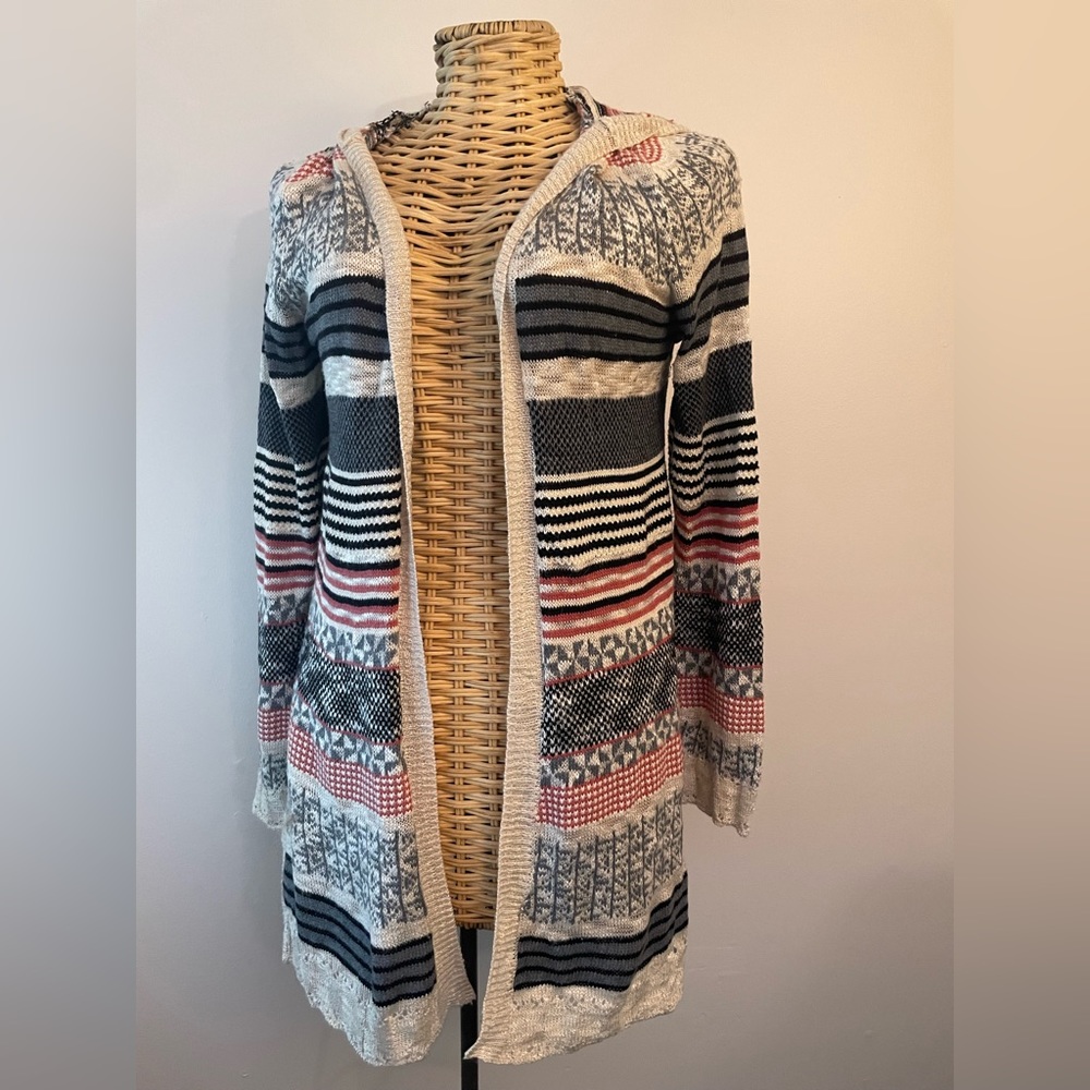Women’s Boho Hooded Cardigan, Pink Rose, Size Medium